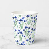 Gobelets En Papier Paper Cups - Cute Blue Flower Pattern. (Verso)