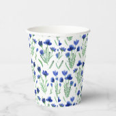 Gobelets En Papier Paper Cups - Cute Blue Flower Pattern. (Droite)