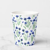 Gobelets En Papier Paper Cups - Cute Blue Flower Pattern. (Recto)