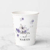 Gobelets En Papier Papier à cups de mariage scénario papillons (Verso)