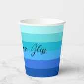 Gobelets En Papier Papier à rayures bleu océan et vert (Verso)