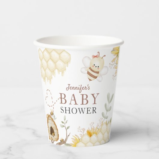 Gobelets En Papier Papier Baby shower Bumble Bee (Recto)