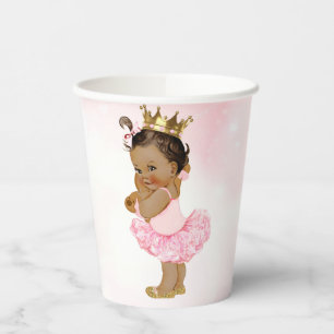Gobelets En Papier Papier C de Baby Shower Princesse Rose Doré Vintag