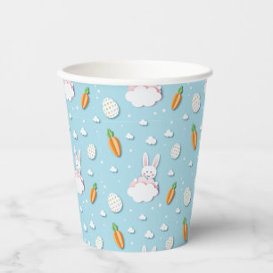 Gobelets En Papier Papier coupé de lapin de Pâques, d'oeufs et de car