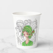 Gobelets En Papier Papier Coupe Green Flapper Girl (Verso)