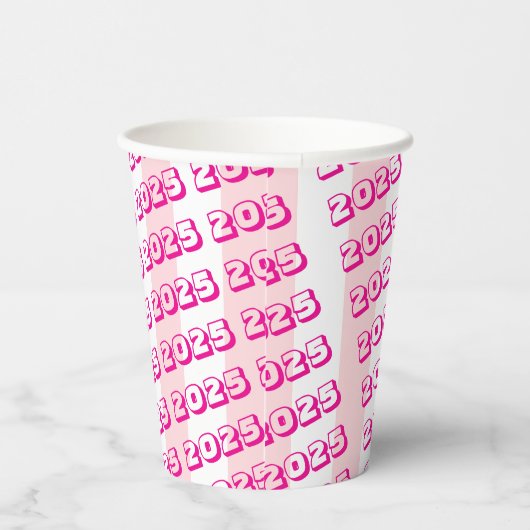 Gobelets En Papier Papier Coupe rose et blanc 2025 (Droite)