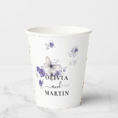 Gobelets En Papier Papier Cups pour Mariage Papillons Script (Recto)