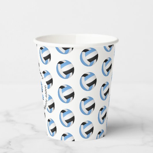 Gobelets En Papier papier de fête d'anniversaire bleu clair noir voll (Gauche)