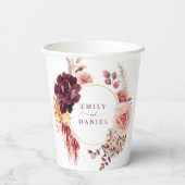 Gobelets En Papier Papier de mariage de style bohème luxuriant avec h (Verso)