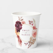 Gobelets En Papier Papier de mariage de style bohème luxuriant avec h (Recto)