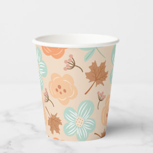 Gobelets En Papier Papier Floral Automnal