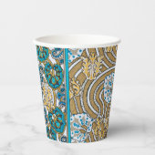 Gobelets En Papier papier peint bleu art nouveau cyclamen (Recto)