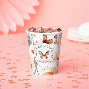 Gobelets En Papier Papier Peint Fleurs Papillon Mariage Personnalisé