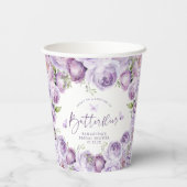 Gobelets En Papier Papier pour la Fête de Mariage Papillons Violets F (Verso)