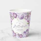 Gobelets En Papier Papier pour la Fête de Mariage Papillons Violets F (Recto)
