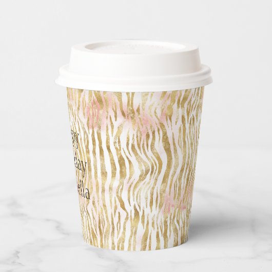 Gobelets En Papier Papier Zèbre rose or (Gauche)
