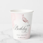 Gobelets En Papier Papillon Aquarelle Rose Bleu N'importe quel âge An (Verso)