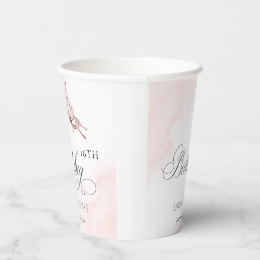 Gobelets En Papier Papillon Aquarelle Rose Bleu N'importe quel âge An (Droite)