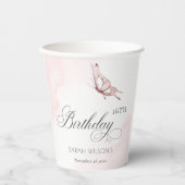 Gobelets En Papier Papillon Aquarelle Rose Bleu N'importe quel âge An (Recto)