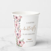 Gobelets En Papier Papillon Baby shower fille rose (Verso)