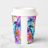 Gobelets En Papier Papillon bleu dans un champ de fleurs (Droite)