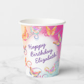 Gobelets En Papier Papillon fête d'anniversaire Enfants colorés (Verso)