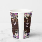 Gobelets En Papier Papillon floral rose pourpre Rustique 100e anniver (Droite)