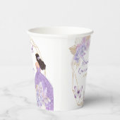 Gobelets En Papier Papillon floral violet de Boho Princesa Quinceañer (Droite)