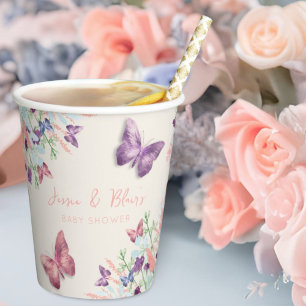 Gobelets En Papier Papillon Garden Pastel Baby shower Fleur sauvage