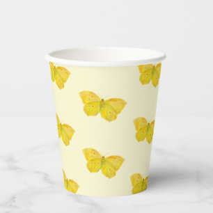 Gobelets En Papier Papillon jaune Volant de pierre de taille commune