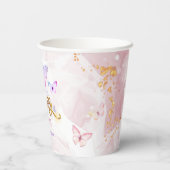 Gobelets En Papier Papillon premier anniversaire fille 1er rose viole (Verso)