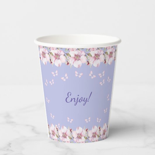 Gobelets En Papier Papillon rose bleu Dusty Baby shower (Verso)
