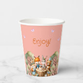 Gobelets En Papier Papillon rose Fille Bois Animaux 1er anniversaire (Verso)