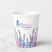 Gobelets En Papier Papillon rose floral Fille d'anniversaire vaissell (Verso)