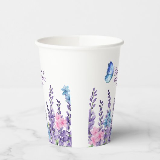 Gobelets En Papier Papillon rose floral Fille d'anniversaire vaissell (Gauche)