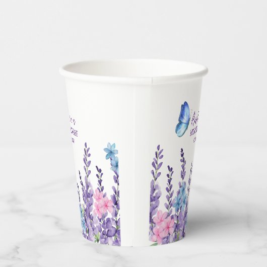 Gobelets En Papier Papillon rose floral Fille d'anniversaire vaissell (Droite)