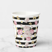 Gobelets En Papier Papillon rose floral or Photo personnalisée Annive (Gauche)