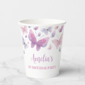 Gobelets En Papier Papillon rose pourpre (Recto)