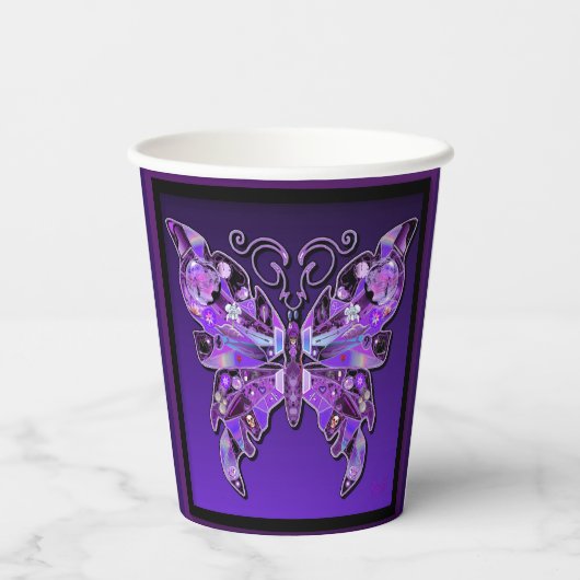 Gobelets En Papier Papillon violet 31 tasses en papier (Verso)