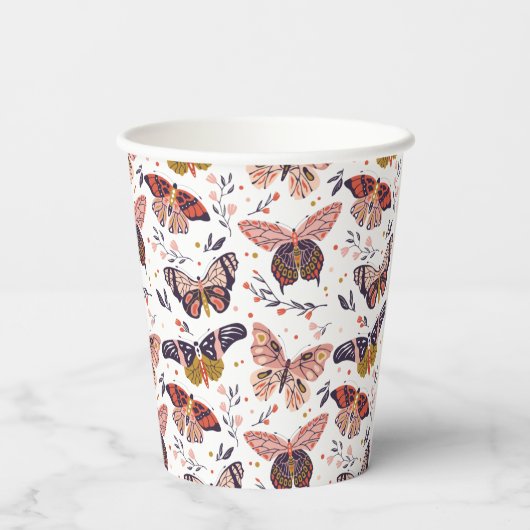 Gobelets En Papier Papillons Boho (Verso)