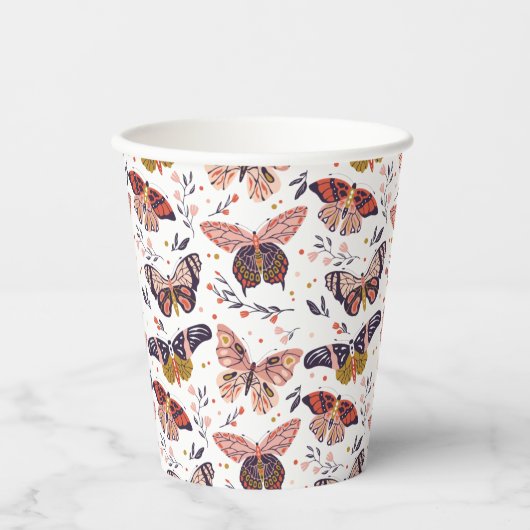 Gobelets En Papier Papillons Boho (Recto)
