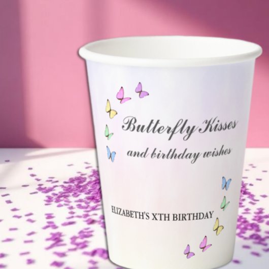 Gobelets En Papier Papillons colorés Anniversaire