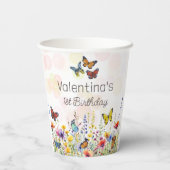 Gobelets En Papier Papillons colorés et Fleur sauvage Anniversaire (Verso)