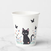 Gobelets En Papier Papillons d'observation des chats noirs (Verso)