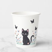 Gobelets En Papier Papillons d'observation des chats noirs (Recto)