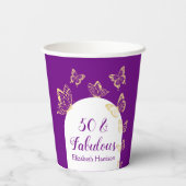 Gobelets En Papier Papillons d'or violet moderne Fabuleux anniversair (Verso)