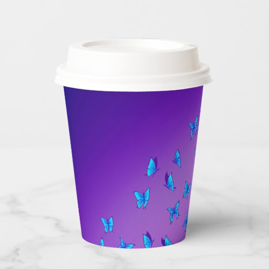 Gobelets En Papier Papillons Enchantés Violet (Recto)