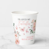 Gobelets En Papier Papillons Fleurs Rose Pâle Réception de Mariage (Verso)