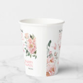 Gobelets En Papier Papillons Fleurs Rose Pâle Réception de Mariage (Droite)