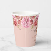 Gobelets En Papier Papillons floraux rose joyeux 13e anniversaire (Droite)